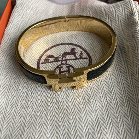 clic clac H bracelet Gold Black Small - Picture 1 of 8